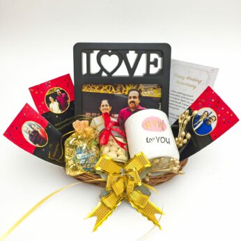 Attractive Marriage Anniversary Gifts for Parents with a Frame , Cashew Nut and blissful greetings