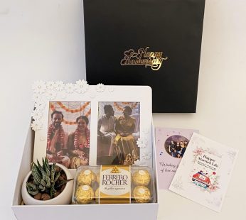 Elegant Anniversary gift box for parents with Chocolates, perfume, frame and more