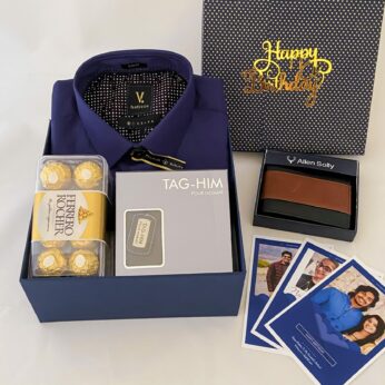 Luxury Birthday gift for husband with Shirt, perfume and a sweet greetings.