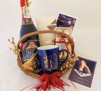 Birthday gift for sister online male gift hamper with tasty wine, mug and greetings
