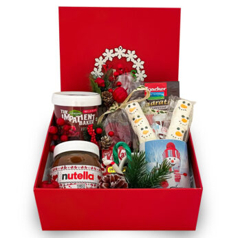 Christmas hamper includes Corporate christmas cards, Customized mug, Chocolate, Christmas candy and more