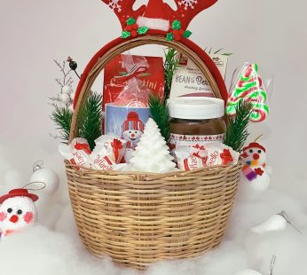 Snow Theme New year Hamper includes Chocolates, New year Mug And Snow tree candle