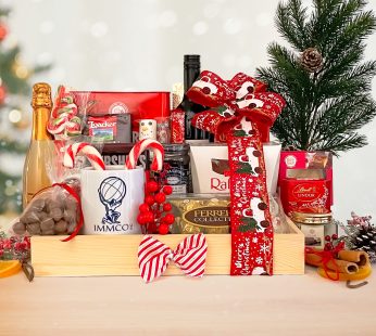 Luxury Christmas Corporate Gifts with Huge Chocolates and Celebration Wines, Jam, Cookies, Candle and Mug with branding