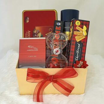 Romantic valentine’s day gifts for hubby with elegant jaguar, unbic scotch fincer, love meter, chocolates, and cards