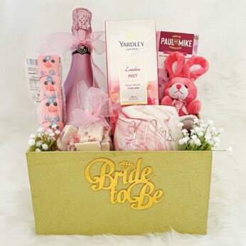 Amazing wedding day gift hamper for bride includes wine and perfume