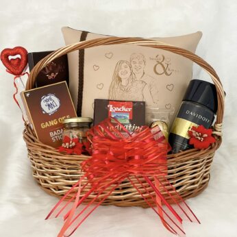 Romantic valentines day gift for him / her With Coffee, Fruit n nut, Almond bottle, Locker espresso, chocolates and cards