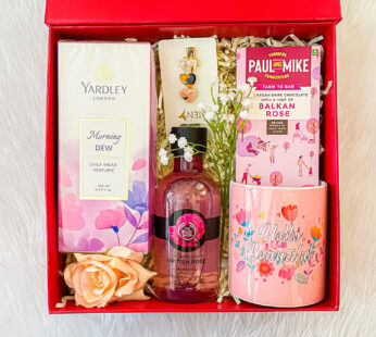 The perfect gift for your Wife or Girlfriend for their birthday with perfume, hair clips, chocolates and sweet greetings