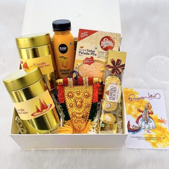 Charming Onam special gifts with hand craft nettipattam and jaggery chips