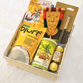 Finest Onam corporate gift hamper with coconut chips and banana chips