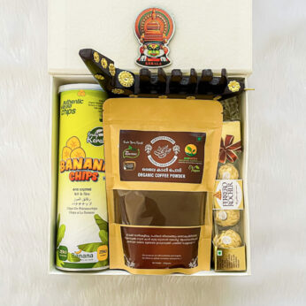 Kerala Malayalam Traditional Onam hamper box organic coffee powder and hand crafted boat