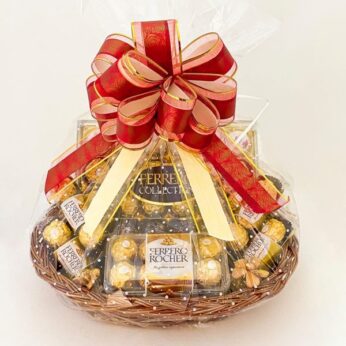Golden Corporate Hampers for Christmas with Ferrero Collections and Many Ferrero rocher Chocolates
