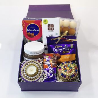 Traditional & Classy Diwali Gift Box With Sweets, Kumkum Box, And More