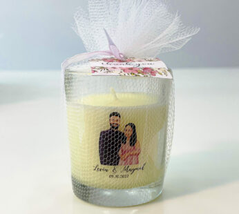 Kindling Gratitude Wedding Return Gift – Personalized Vanilla Scented Cylindrical Candle 50 pcs