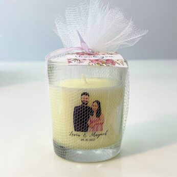 Kindling Gratitude Wedding Return Gift – Personalized Vanilla Scented Cylindrical Candle 50 pcs