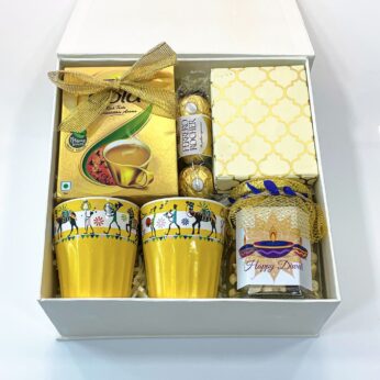 Have It All diwali sweets Hamper With Ceramic Mugs, Tea, Chocolates, And Assorted Dry Fruits