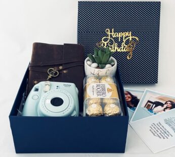 Premium Birthday Hamper for sister adorned with Camera, chocolates, dairy, and more