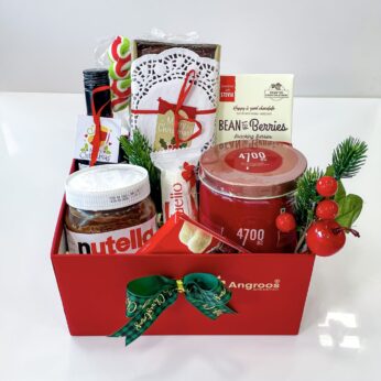 Luxurious Christmas gifts Box With Red Wine, Chocolates, And Loaf Cake