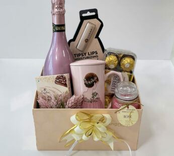 Pink Amaze Bride To Be Pre-Wedding Hamper With Scented Candle, Chocolates, Wine, And Care Products