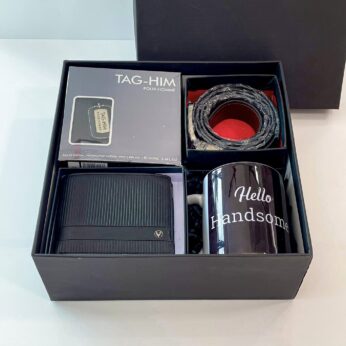 Simple & Minimalistic Gift For Men With Leather Accessories, Perfume, And Coffee Mug