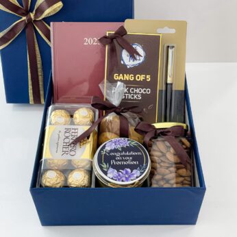 Regal Blue Promotion Gift With Parler Pen Chocolates, Almonds, And More