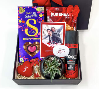 Redblack Valentine’s Day Gift Box With Desk Plant, Chocolates, Cashews, And More