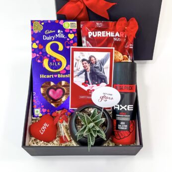 Redblack Valentine’s Day Gift Box With Desk Plant, Chocolates, Cashews, And More