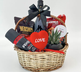 Blush Red Valentine’s Day Gift With Chocolates, Cashews, Red Wine, And More