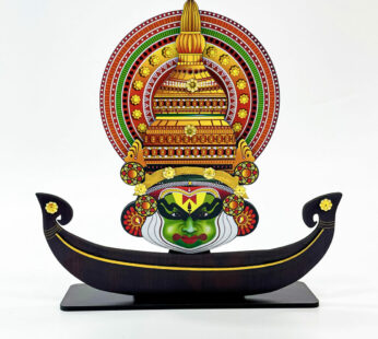 Miniature of traditional Kerala boat with kathakali head ( 10 H x 2.5 W x 10 L inch )