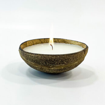 Spread the light with this traditional handcrafted coconut shell candle (Width 3.5 In, Height 4.25 In.) x 3 Quantity