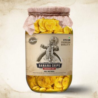 Original Kerala Banana Chips Jute Cloth Wrapped Glass Jar (275g)