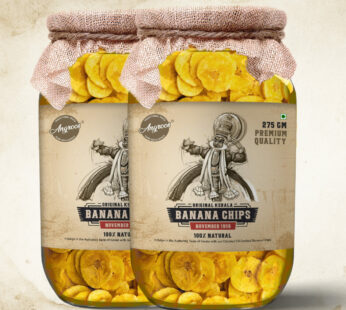 Original Kerala Banana Chips Glass Jar With Jute Cloth Wrapping (2 Jars Of 275g)