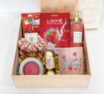 Lovely thank you gift for girl with chocolates, lip balm, scented candle, and more