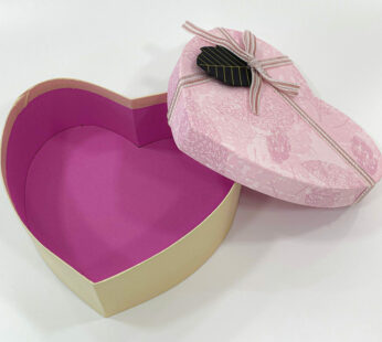 Pink and Cream Large Sized Heart Gift Box – H *3.5 x W* 8.5 x L*7.25 Inches