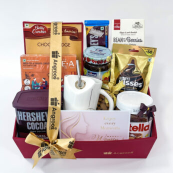 Special thank you gift hamper for women contains Instant green tea & more chocolates.