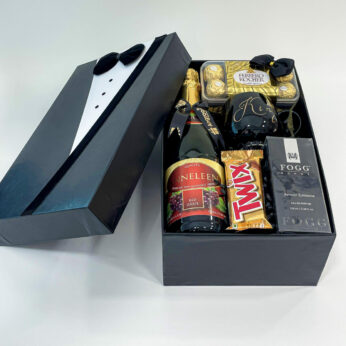 Wedding Bells Gift Box For Groom-To-Be With Chocolates, Red Wine, Perfume, And More
