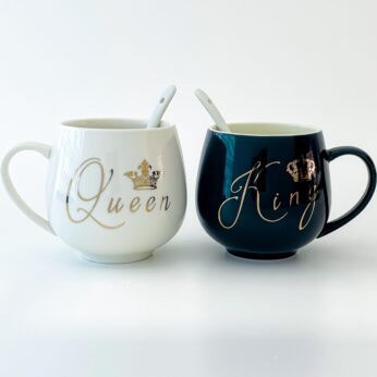 Couple Mugs Set – King and and Queen Mug black and white
