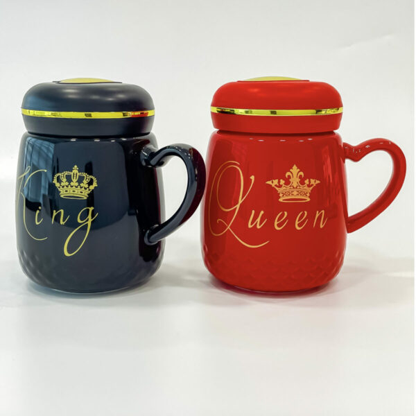 red and black Ceramic mug set for couples