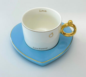 Ceramic Coffee Mug With Tray ( Heart Shaped blue colour Tray ) : A Perfect Addition to Your Kitchen
