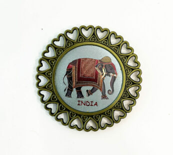 Indian elephant fridge magnet souvenir with a height of 6 cm, and a width of 6 cm.