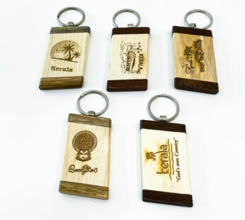 Handcrafted Kerala souvenir wooden keychains ( Height 7 cm, Width 4 cm, Length 1 cm.)