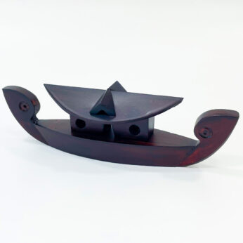 Handicraft small wooden boat with dark brown x 2 PCs(H 2.5 x W 8 x L 1.5 inches)