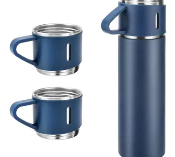 Stainless steel insulated vacuum flask gift set includes 3 travel cup lids (personalized) x 50 packs