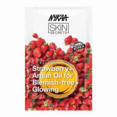 Nykaa Skin Secrets Exotic Indulgence Strawberry + Argan Oil Sheet Mask For Blemish – Free Skin