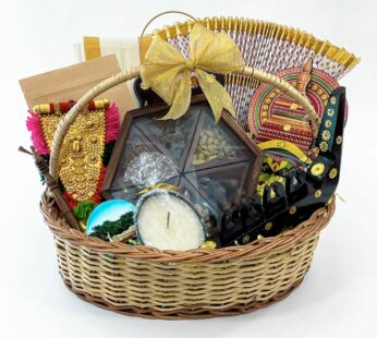 Traditional Onam gift hamper with Udayada, Ponnada, Spices box, and more