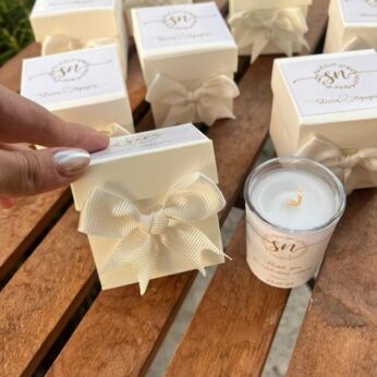 Alluring wedding return gift boxes with fragrance candles (H 10 x W 10 cm) x (50 Pcs)