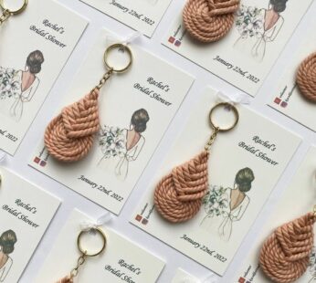 wedding return gift ideas for friends with macrame keychains and cards (H 6x W 4 cm) x 50 pcs