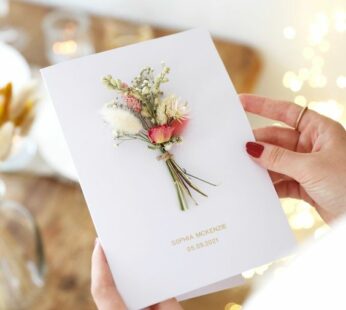 personalized marriage return gift with a dried flower card and personalized message (50 pcs)