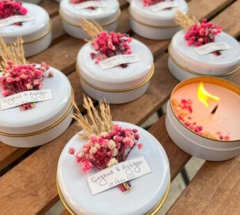 handmade dried flower candles scented soy wax for a wedding return gift (H 5 cm x W 5 cm) x 50 pcs