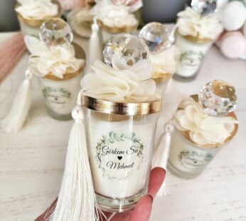 Enchanting luxury candle return gift for wedding (H 11 cm x W 6 cm) x 50 pcs