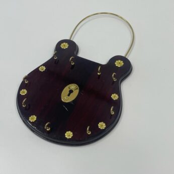 Handcrafted wooden key hanger with key lock design for the wall (H 10.5 x W 6.5 x L 0.5 Inches)